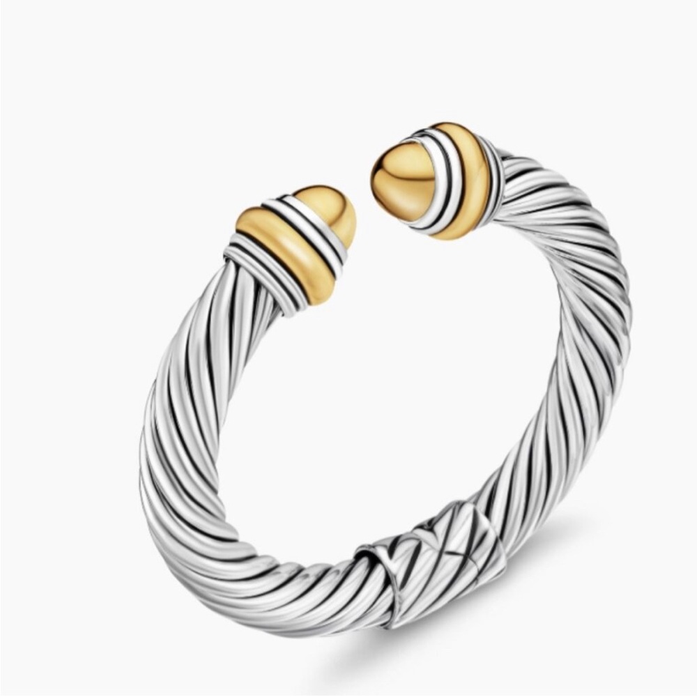 David Yurman 10mm Gold Dome Cable Bracelet .925/14K Gold